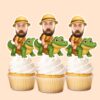 Custom Crocodile Safari Rider Face Cutout – Cupcake Topper Custom Crocodile Safari Rider Face Cutout shown on a cupcake topper mockup