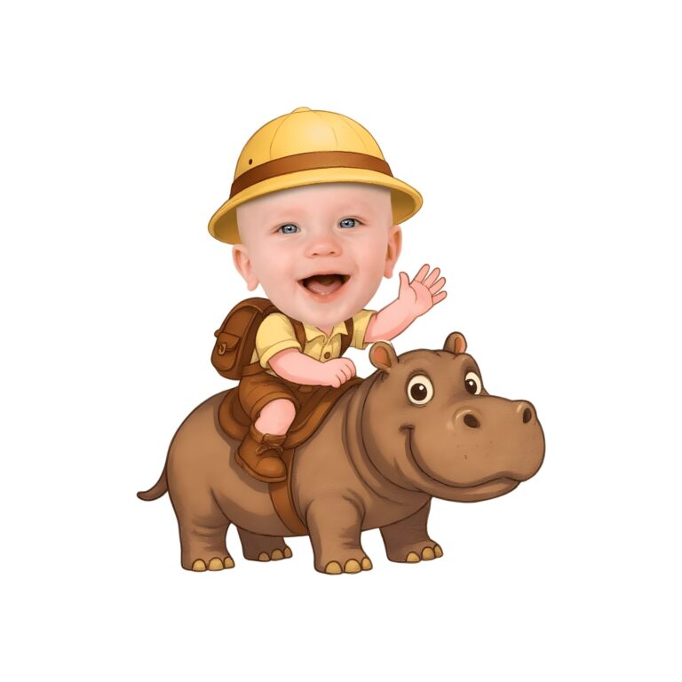 Custom Hippopotamus Safari Rider Face Cutout – Original Custom Hippopotamus Safari Rider Face Cutout design preview