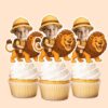 Custom Lion Safari Rider Yellow Pith Helmet Face Cutout – Cupcake Topper Custom Lion Safari Rider Yellow Pith Helmet Face Cutout shown on a cupcake topper mockup