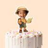Custom Safari Guide with Map and Binoculars Face Cutout – Cake Topper Custom Safari Guide with Map and Binoculars Face Cutout shown on a cake topper mockup