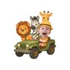 Custom Safari Jeep Driver with Wild Animals Face Cutout – Original Custom Safari Jeep Driver with Wild Animals Face Cutout design preview