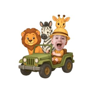 Custom Safari Jeep Driver with Wild Animals Face Cutout – Original Custom Safari Jeep Driver with Wild Animals Face Cutout design preview