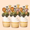 Custom Safari Jeep Driver with Wild Animals Face Cutout – Cupcake Topper Custom Safari Jeep Driver with Wild Animals Face Cutout shown on a cupcake topper mockup