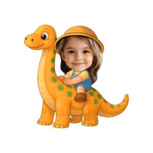 Custom Rider on a Spotted Long-Neck Dinosaur Face Cutout – Original Custom Rider on a Spotted Long-Neck Dinosaur Face Cutout design preview