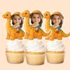 Custom Rider on a Spotted Long-Neck Dinosaur Face Cutout – Cupcake Topper Custom Rider on a Spotted Long-Neck Dinosaur Face Cutout shown on a cupcake topper mockup