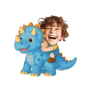 Custom Rider on a Blue Horned Dinosaur Face Cutout – Original Custom Rider on a Blue Horned Dinosaur Face Cutout design preview