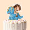 Custom Rider on a Blue Horned Dinosaur Face Cutout – Cake Topper Custom Rider on a Blue Horned Dinosaur Face Cutout shown on a cake topper mockup
