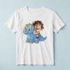 Custom Rider on a Blue Horned Dinosaur Face Cutout – T-shirt Custom Rider on a Blue Horned Dinosaur Face Cutout shown on a T-shirt mockup