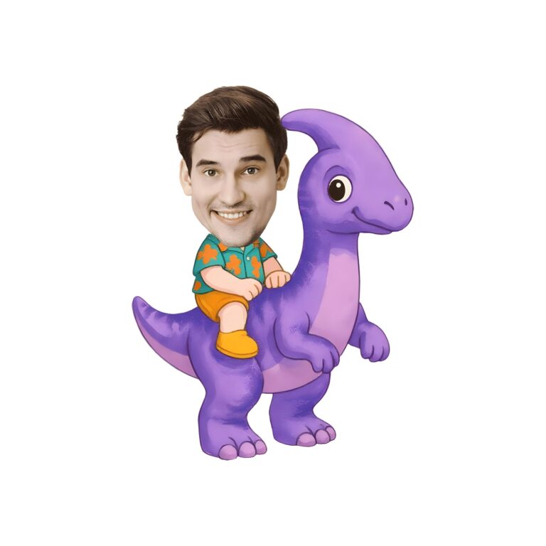 Custom Rider on a Purple Long-Neck Dinosaur Face Cutout – Original Custom Rider on a Purple Long-Neck Dinosaur Face Cutout design preview