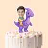 Custom Rider on a Purple Long-Neck Dinosaur Face Cutout – Cake Topper Custom Rider on a Purple Long-Neck Dinosaur Face Cutout shown on a cake topper mockup