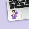 Custom Rider on a Purple Long-Neck Dinosaur Face Cutout – Sticker Custom Rider on a Purple Long-Neck Dinosaur Face Cutout shown on a sticker mockup