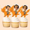 Custom Aviator Riding a Flying Pterosaur Face Cutout – Cupcake Topper Custom Aviator Riding a Flying Pterosaur Face Cutout shown on a cupcake topper mockup