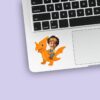 Custom Aviator Riding a Flying Pterosaur Face Cutout – Sticker Custom Aviator Riding a Flying Pterosaur Face Cutout shown on a sticker mockup