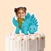 Custom Rider on a Turquoise Plated Dinosaur Face Cutout – Cake Topper Custom Rider on a Turquoise Plated Dinosaur Face Cutout shown on a cake topper mockup