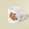 Custom Dinosaur Safari Jeep Scene Face Cutout – Mug Custom Dinosaur Safari Jeep Scene Face Cutout shown on a mug mockup