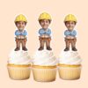 Custom Construction Worker with Tool Belt Face Cutout – Cupcake Topper Custom Construction Worker with Tool Belt Face Cutout shown on a cupcake topper mockup
