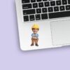 Custom Construction Worker with Tool Belt Face Cutout – Sticker Custom Construction Worker with Tool Belt Face Cutout shown on a sticker mockup