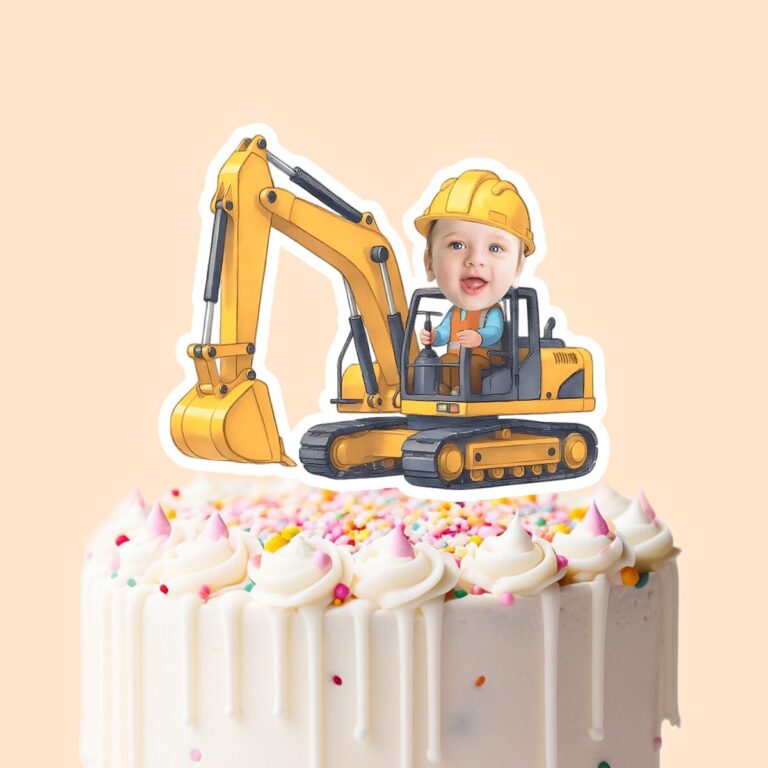 Custom Excavator Operator Light Shirt Face Cutout – Cake Topper Custom Excavator Operator Light Shirt Face Cutout shown on a cake topper mockup
