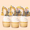 Custom Excavator Operator Light Shirt Face Cutout – Cupcake Topper Custom Excavator Operator Light Shirt Face Cutout shown on a cupcake topper mockup