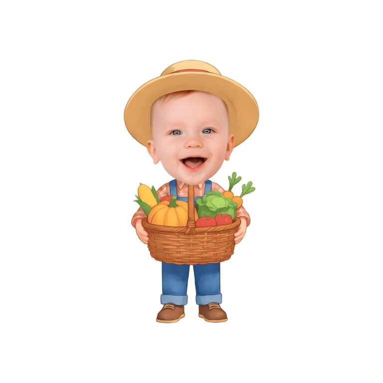 Custom Farmer Carrying Vegetables Face Cutout – Original Custom Farmer Carrying Vegetables Face Cutout design preview