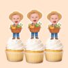 Custom Farmer Carrying Vegetables Face Cutout – Cupcake Topper Custom Farmer Carrying Vegetables Face Cutout shown on a cupcake topper mockup