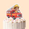 Custom Firefighter Driving a Ladder Truck Face Cutout – Cake Topper Custom Firefighter Driving a Ladder Truck Face Cutout shown on a cake topper mockup