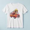 Custom Firefighter Driving a Ladder Truck Face Cutout – T-shirt Custom Firefighter Driving a Ladder Truck Face Cutout shown on a T-shirt mockup