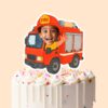 Custom Firefighter Red Helmet Labeled Fire Face Cutout – Cake Topper Custom Firefighter Red Helmet Labeled Fire Face Cutout shown on a cake topper mockup