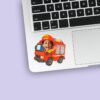 Custom Firefighter Red Helmet Labeled Fire Face Cutout – Sticker Custom Firefighter Red Helmet Labeled Fire Face Cutout shown on a sticker mockup