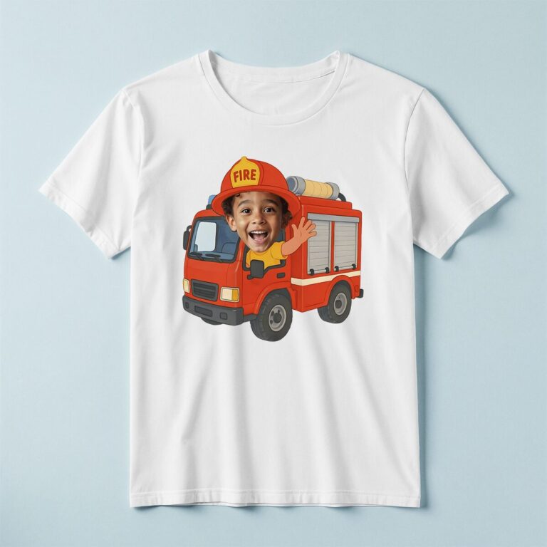 Custom Firefighter Red Helmet Labeled Fire Face Cutout – T-shirt Custom Firefighter Red Helmet Labeled Fire Face Cutout shown on a T-shirt mockup