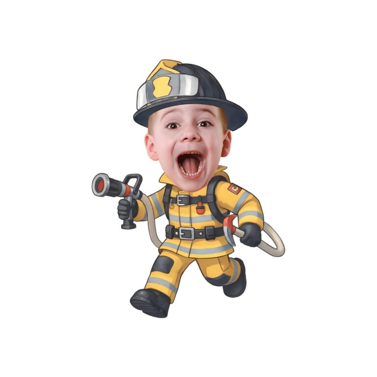Custom Running Firefighter with Hose Nozzle Face Cutout – Original Custom Running Firefighter with Hose Nozzle Face Cutout design preview
