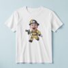 Custom Running Firefighter with Hose Nozzle Face Cutout – T-shirt Custom Running Firefighter with Hose Nozzle Face Cutout shown on a T-shirt mockup