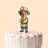 Custom Firefighter Standing at Attention Face Cutout – Cake Topper Custom Firefighter Standing at Attention Face Cutout shown on a cake topper mockup