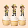 Custom Firefighter Standing at Attention Face Cutout – Cupcake Topper Custom Firefighter Standing at Attention Face Cutout shown on a cupcake topper mockup