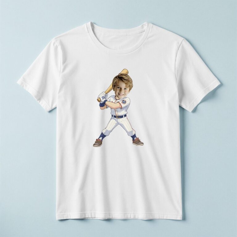 Custom Baseball Batter at the Plate Face Cutout – T-shirt Custom Baseball Batter at the Plate Face Cutout shown on a T-shirt mockup