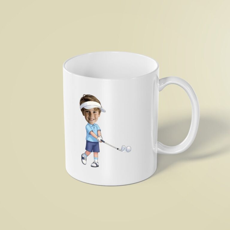 Custom Golfer Addressing the Ball Face Cutout – Mug Custom Golfer Addressing the Ball Face Cutout shown on a mug mockup