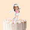 Custom Golfer in a Backswing White Visor Face Cutout – Cake Topper Custom Golfer in a Backswing White Visor Face Cutout shown on a cake topper mockup