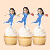 Custom Blue-Uniform Softball Pitcher Face Cutout – Cupcake Topper Custom Blue-Uniform Softball Pitcher Face Cutout shown on a cupcake topper mockup