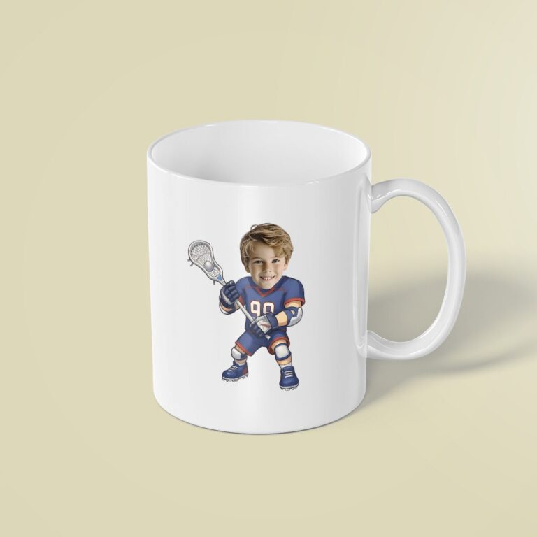 Custom Number 90 Lacrosse Player Face Cutout – Mug Custom Number 90 Lacrosse Player Face Cutout shown on a mug mockup