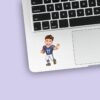 Custom Navy Number 77 Football Runner Face Cutout – Sticker Custom Navy Number 77 Football Runner Face Cutout shown on a sticker mockup