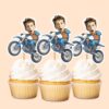 Custom Motocross Rider Performing a Wheelie Face Cutout – Cupcake Topper Custom Motocross Rider Performing a Wheelie Face Cutout shown on a cupcake topper mockup