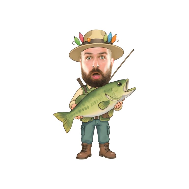 Custom Angler Holding a Trophy Fish Face Cutout – Original Custom Angler Holding a Trophy Fish Face Cutout design preview