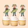 Custom Angler Holding a Trophy Fish Face Cutout – Cupcake Topper Custom Angler Holding a Trophy Fish Face Cutout shown on a cupcake topper mockup