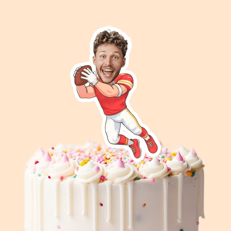 Custom Red-Uniform Airborne Receiver Face Cutout – Cake Topper Custom Red-Uniform Airborne Receiver Face Cutout shown on a cake topper mockup