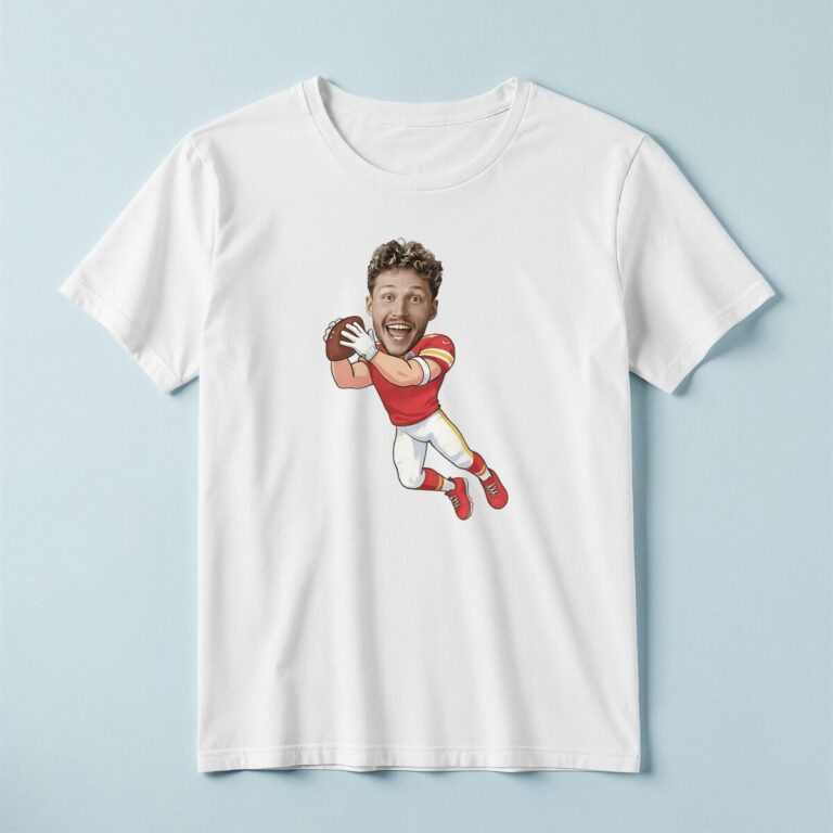 Custom Red-Uniform Airborne Receiver Face Cutout – T-shirt Custom Red-Uniform Airborne Receiver Face Cutout shown on a T-shirt mockup