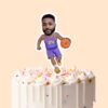 Custom Purple Number 24 Basketball Dribbler Face Cutout – Cake Topper Custom Purple Number 24 Basketball Dribbler Face Cutout shown on a cake topper mockup