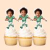 Custom Green Number 10 Football Runner Face Cutout – Cupcake Topper Custom Green Number 10 Football Runner Face Cutout shown on a cupcake topper mockup