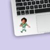 Custom Green Number 10 Football Runner Face Cutout – Sticker Custom Green Number 10 Football Runner Face Cutout shown on a sticker mockup