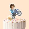 Custom Motocross Rider Doing a Wheelie Face Cutout – Cake Topper Custom Motocross Rider Doing a Wheelie Face Cutout shown on a cake topper mockup