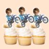 Custom Motocross Rider Doing a Wheelie Face Cutout – Cupcake Topper Custom Motocross Rider Doing a Wheelie Face Cutout shown on a cupcake topper mockup